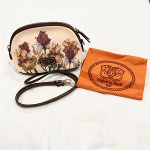 SHARIF 1827 New York Hand-Painted Iris Leather Crossbody with Dust Bag NWOT